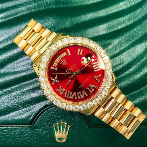 red and gold rolex|rolex watch with red face.